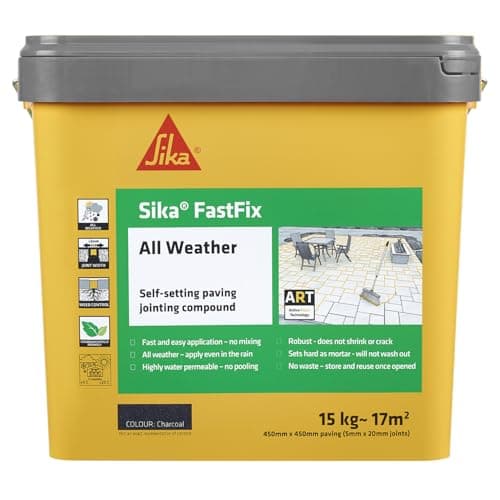 Image of Sika FastFix All Weather Self-Setting Paving Jointing Compound – Ready to Use – No Mixing Required - Charcoal – 15kg – 17 sq. m