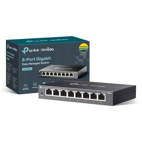 Image of TP-Link ES208G 8 Port Gigabit Network Switch, Omada Ethernet Switch, Ethernet Splitter, Metal Case, Easy Cloud Managment, Silent operation, Energy Saving, Plug & Play, Desktop/Wall Mounting