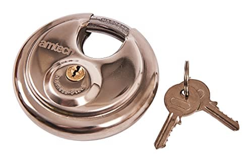 Image of Amtech W4250 90mm Disc Padlock, Heavy Duty and Corrosion Resistant Stainless Steel Construction with 2 Keys
