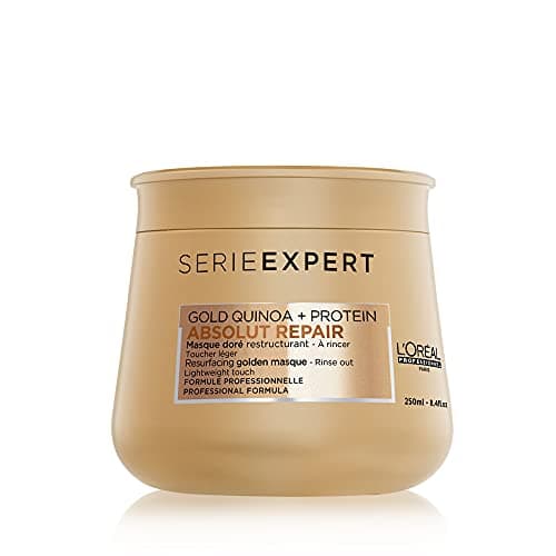 Image of L’Oréal Professionnel | Golden Lightweight Mask, With Protein And Gold Quinoa for Fine-Medium Dry And Damaged Hair, Serie Expert Absolut Repair, 250 ml