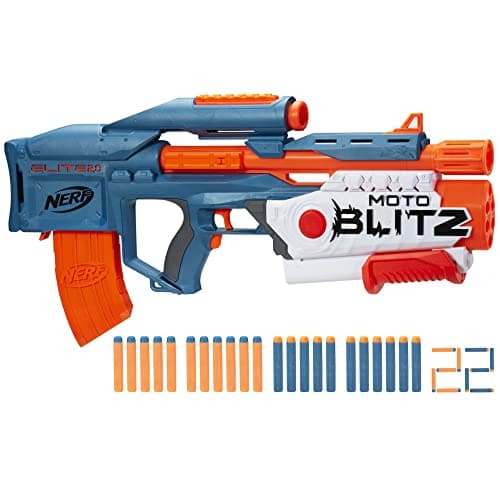 Image of Nerf Elite 2.0 Motoblitz CS-10 Blaster, Motorised 10-Dart Blasting, Airblitz 6 Darts At Once, Clip, 22 Elite Darts, Multicolor, One Size