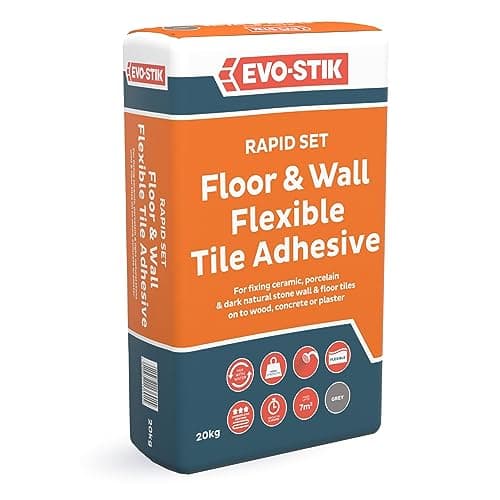 Image of EVO-STIK Floor & Wall Tile Adhesive, for Wood, Concrete and Plaster, Waterproof, for Interior and Exterior Use, Colour: Grey, Size: 20kg