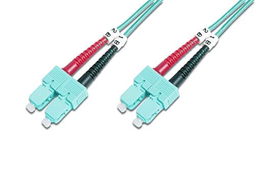 Image of DIGITUS DK-2522-02/3 – Fibre Optic Cable OM3 – 2 m – ST to SC – Duplex Fibre Optic Cable – 1/10/40/100 Gbit/s – MM Multimode Fibre Optic LAN Cable – Fibre Type: 50/125 µ – Turquoise (Aqua)