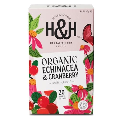 Image of Heath & Heather - Organic Echinacea and Cranberry Tea • herbal Blend • naturally Caffeine-free • Vegan • 20 Tea Bags