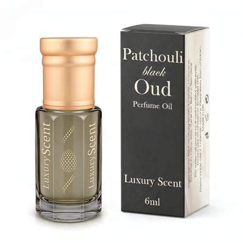 Image of Perfume Oil Patchouli Black Oud Roll-On 6ml – Long Lasting Alcohol-Free Arabian Attar – Premium Unisex Fragrance with Woody Floral Oud Notes, Travel Size Perfume Oil by Luxury Scent