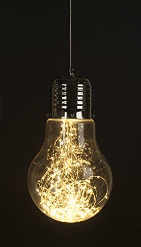 Image of Festive Giant 50cm Hanging Lamp Light Bulb Filled with Warm White and White Micro Led's
