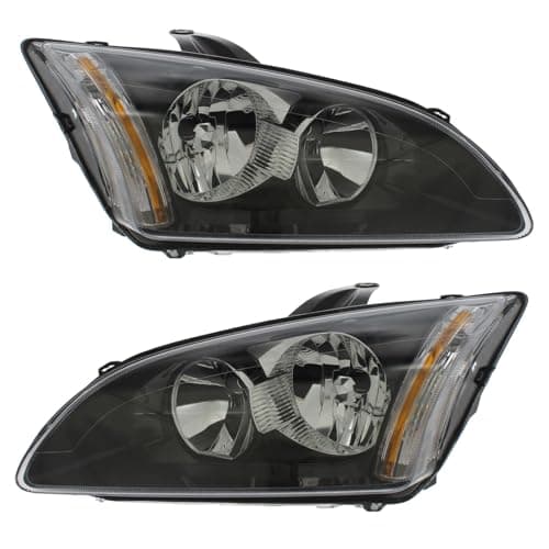 Image of XYZ Parts Replacement Headlight Assembly Electric Black Inner Compatible With Ford Focus Mk2 Convertible Estate Hatchback & Saloon 2004-2008 For UK 1 Pair Drivers Side Right Hand Passengers Side Left