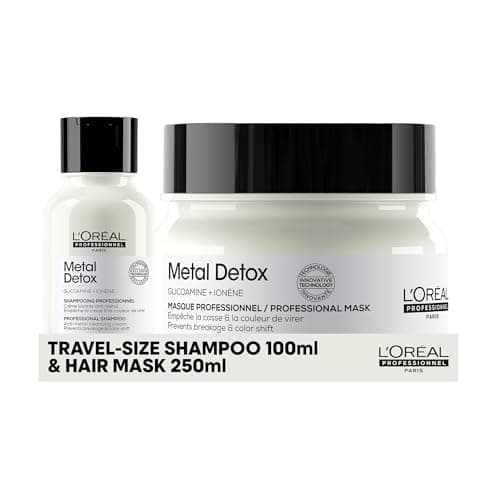 Image of L’Oréal Professionnel Metal Detox Shampoo & Hair Mask, prevent damaged hair and colour fade from hard water, Clarifying shampoo, sulphate free & vegan