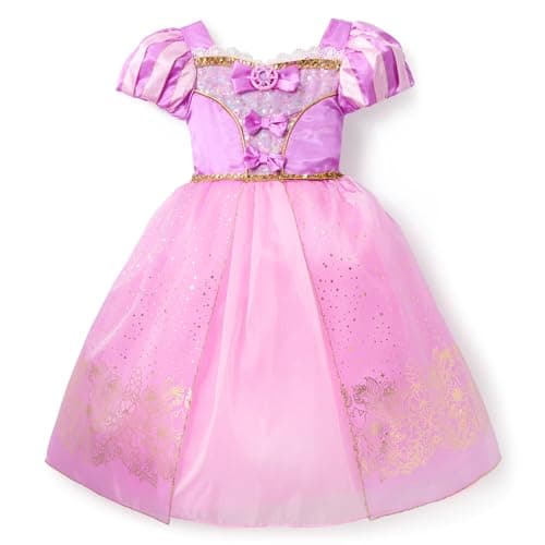 Image of Disney Store Official Rapunzel Costume for Kids, Tangled, Purple Princess Dress for Parties, Roleplay & Halloween, 7-8 Years Old