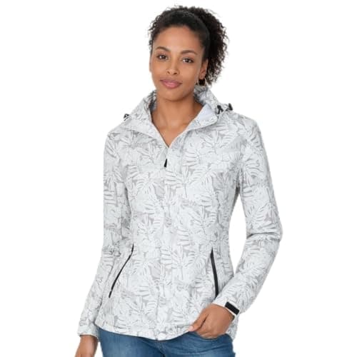 Image of Blu Apparel Womens Waterproof Jackets Lightweight Ladies Rain Jacket for Women Outdoor Hiking Printed Breathable (UK, Numeric, 14, Regular, Regular, White)