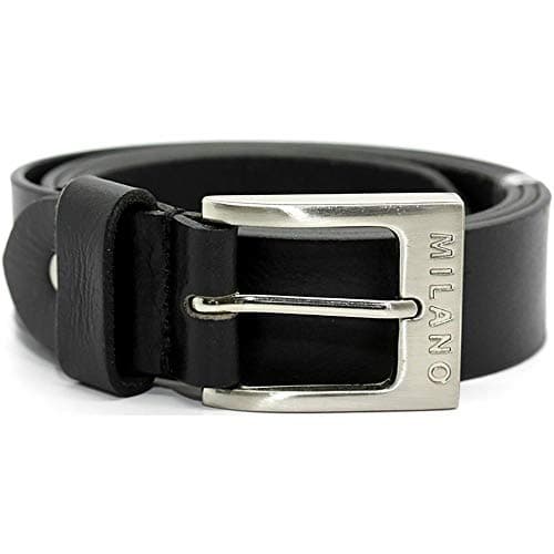 Image of Milano Mens Full Grain Leather Belt - 1.5" (40mm) - Black Brown # ML-2920 - Black, Medium