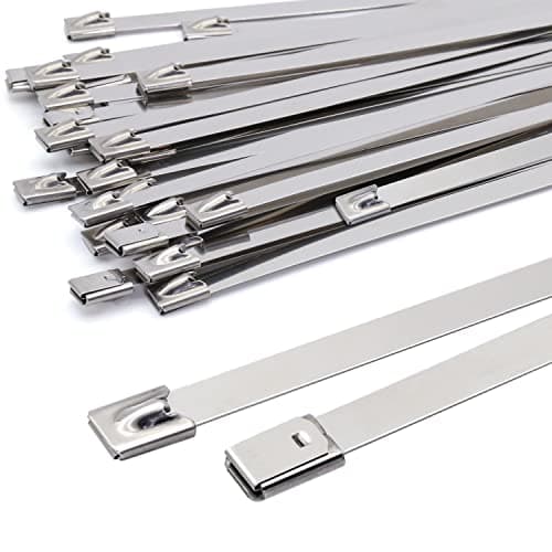 Image of Metal Zip Ties 0.3 * 9" (7.9 x 200mm), MgcTolBox Stainless Steel Cable Ties, Silver Zip Ties Heavy Duty - Self-Locking-Tensile Strength 265LB (120kg) 30pcs