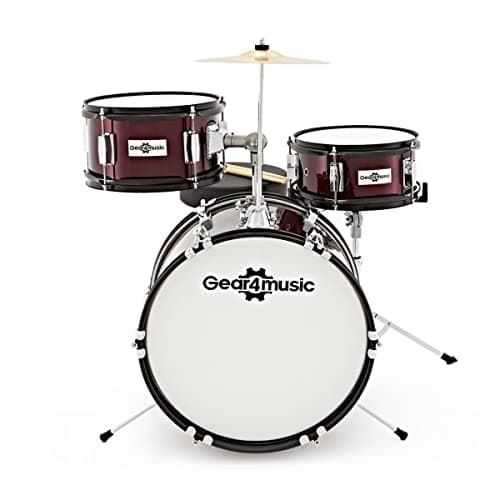 Image of Gear4music Junior Drum Kit 3-Piece Kid Drum Set for Kids Age 5-10 with Snare, Bass, Tom, Cymbal