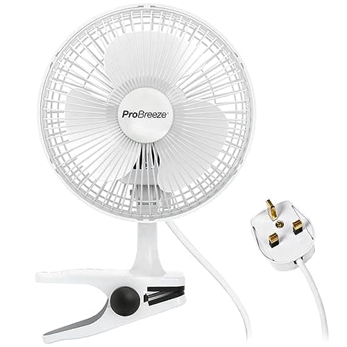Image of Pro Breeze 6 Inch Clip on Fan with 2 Speeds, Mains Powered, 360° Rotation, Silent Desktop Fan with Strong Airflow - Mini Plug in Silent Desk Fan, Ideal Electric Air Circulator for Bed, Cot & Desk top