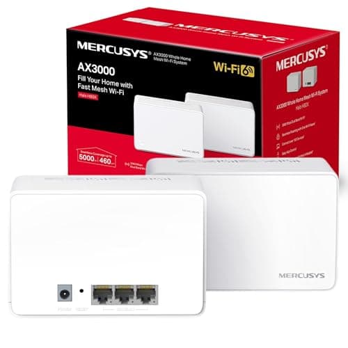 Image of Mercusys AX3000 Whole Home Mesh Wi-Fi 6 System, Coverage up to 5,000 ft² (460 m²), Connect up to150 Devices, 160 MHz Channels, Full Gigabit Ports, Dual Band Wi-Fi, Easy App Control, Halo H80X (2-pack)