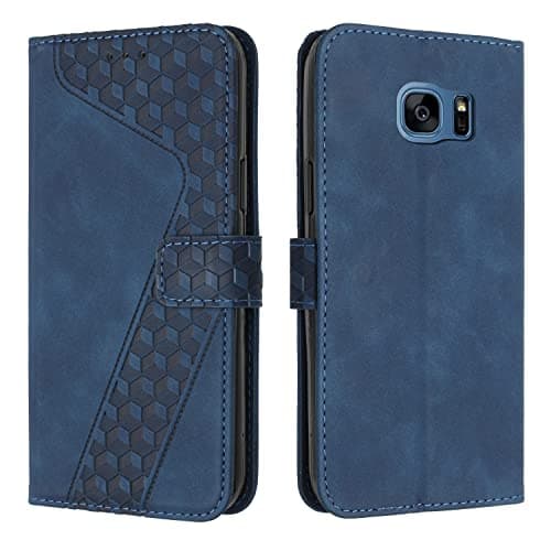 Image of OKZone Compatible With Samsung Galaxy S7 Edge Case, Wallet Case PU Premium Leather with Card holder Slots Magnetic Shockproof Protect Flip Cover Bookstyle Phone Cases Cover for Samsung S7 Edge (Blue)