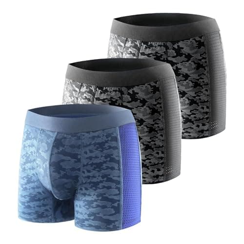 Image of Carer 3 Pack Cool & Breathable Men's Incontinence Boxer Briefs, Fashionable Incontinence Pants for Men with 80 ML Absorbent Pad Prevents Bladder Leaks Mild Incontinence Blue & Black Size XXL