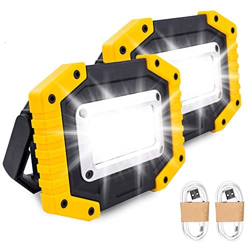 Image of Trongle LED Rechargeable Work Lights, 30W Floodlight Battery Security Light with 3 Modes Outdoor COB Camping Lights with USB Waterproof for Garage, Fishing, Hiking, 2 Packs (Battery Included)