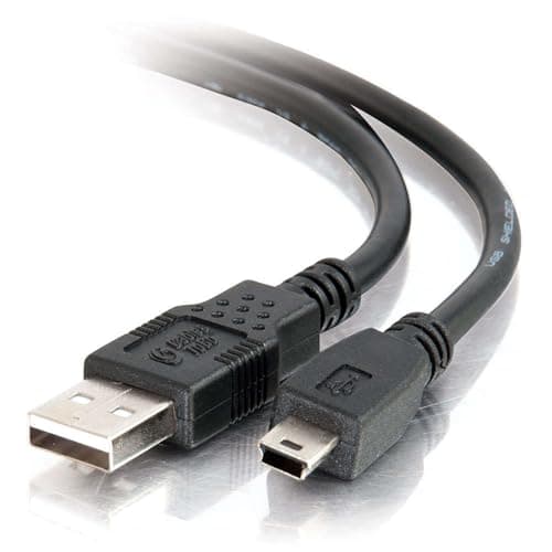 Image of C2G 1m USB 2.0 A to Mini USB B Cable, Suitable for Data Transfer and Charging Smart Phones, Cameras, MP3s, PDAs and other Mini B Devices, Black