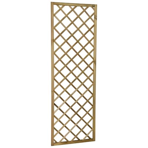 Image of Wooden Diamond Lattice Trellis Panel for Climbing Plants – 6ft x 1ft, 2ft, 3ft | 28mm Thick FSC Timber | Pressure Treated Garden Fence or Wall-Mount Plant Support (Natural, 1800mm x 600mm (6ft x 2ft))