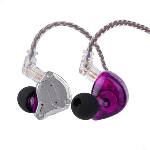 Image of Linsoul KZ ZS10 Pro, 4BA+1DD 5 Driver in Ear Monitor, HiFi Wired Earbuds, Gaming Earbuds, Hybrid IEM Earphones with Stainless Steel Faceplate, Recessed 2 Pin Detachable Cable(Without Mic, Purple)