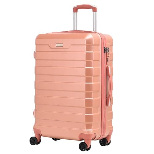 Image of RMW Suitcase Large Medium Cabin Size | Hard Shell | Lightweight | 4 Dual Spinner Wheels | Trolley Luggage Suitcase | Hold Check in Luggage | TSA Combination Lock (Rose Gold, Large 28")