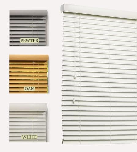 Image of Lister Cartwright 50mm Woodgrain Fauxwood Venetian Blinds for Windows– Trimmable, Easy Fit Curtains, Child Safe – Durable Home & Office Blind (White, 105 cm Width x 160 cm Drop)