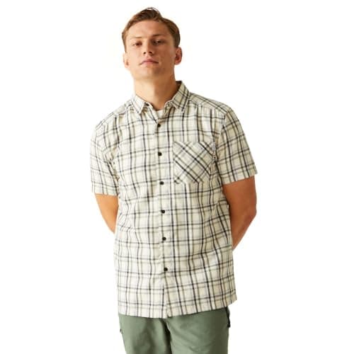 Image of Regatta Mens Mindano VIII Patterned Short-Sleeved Shirt (L) (Agave Green/Ash)