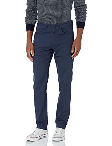 Image of Amazon Essentials Men's Slim-Fit 5-Pocket Comfort Stretch Chino Trousers (Previously Goodthreads), Navy, 40W / 36L