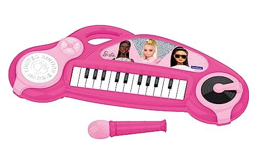 Image of Lexibook, Barbie, Electronic piano for children with light effects, microphone, drums, built-in speaker, demo tunes, DJ player, pink, K704BB