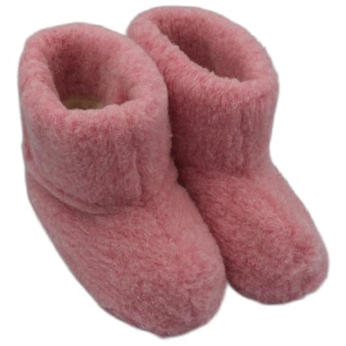 Image of SolaDirect Women's Natural Sheep Wool Slippers, Warm and Cosy Ankle Boots with Soft Sheepskin Sole (Pink, Size: 5 UK / 38 EU)