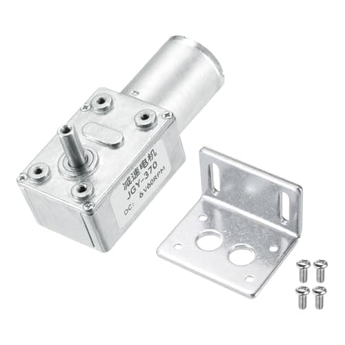 Image of sourcing map DC 6V 60 RPM Reversible Worm Geared Motor Reducer Motor 6mm D Shape Shaft High Torque Gear Box with Fixing Bracket Reduction Electric Motor for Sweepers, Printers, Ovens