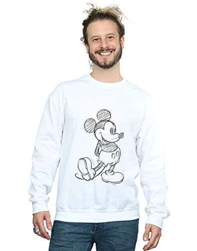 Image of Disney Men's Mickey Mouse Sketch Kick Sweatshirt White Small