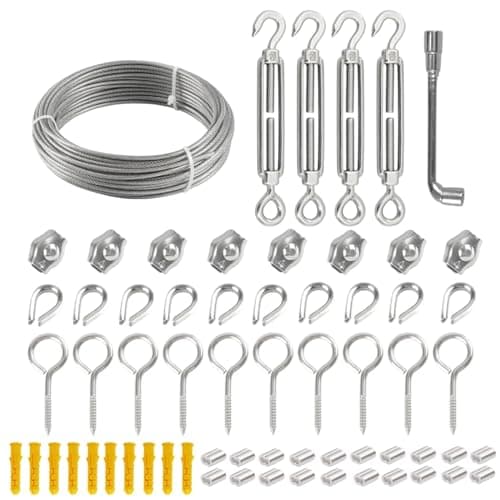 Image of Wire Rope Kit 20M/30M 3mm 304 Stainless Steel Wire Rope Suspension Kit PVC Coated Clothes With Hook Tensioner Lighting Fixtures Garden Wire(20M)