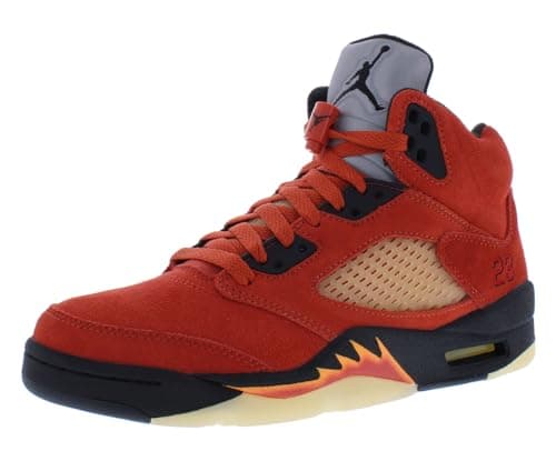 Image of Nike Women's Air Jordan 5 Retro Trainers, Martian Sunrise Black Fire Red Muslin, 5 UK