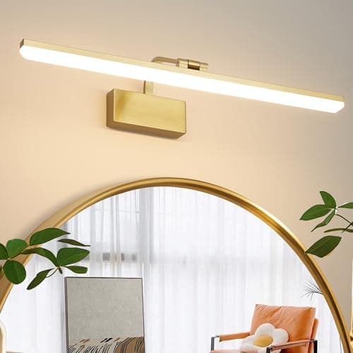 Image of Actask LED Bathroom Mirror Light, Gold Picture Lights for Wall IP44 270° Adjustable 58CM 3CCT 10W 750lm, Bathroom Lighting with Warm/Natural/White Light for Living Room Bedroom