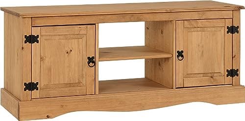 Image of Seconique Corona 2 Door Flat Screen Tv Unit in Distressed Waxed Pine