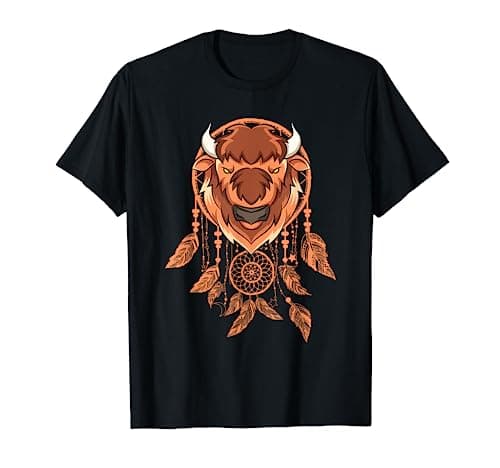 Image of Bison Animal Buffalo Dreamcatcher Native American Buffalo T-Shirt