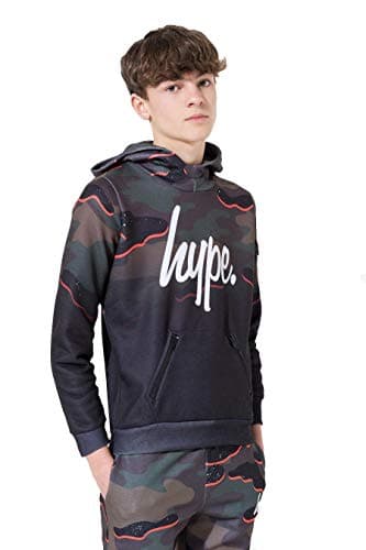 Image of Hype Orange Camo Script Kids Pullover Hoodie