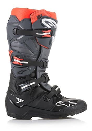 Image of Alpinestars Tech 7 Enduro Grippy Sole MX Boots UK 8 Black Gray Red Fluo