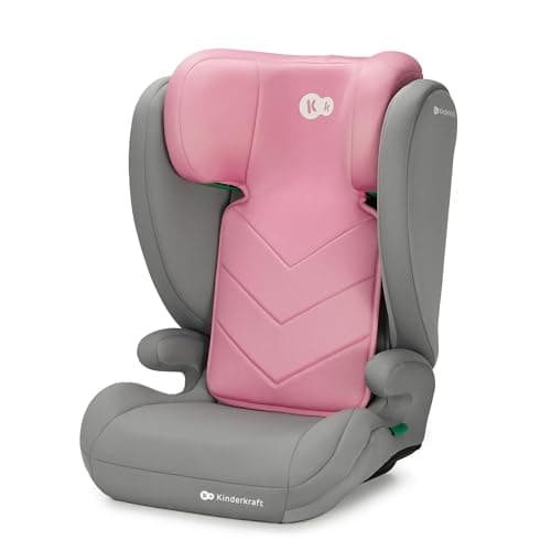 Image of Kinderkraft I-Spark I-Size Baby Car Seat, Group 2/3, 100-150 cm, from 3.5 to 12 Years, 15 to 36 Kg, Light (4.5 Kg), 3-Point Seat Belt, Side Protection, Pink