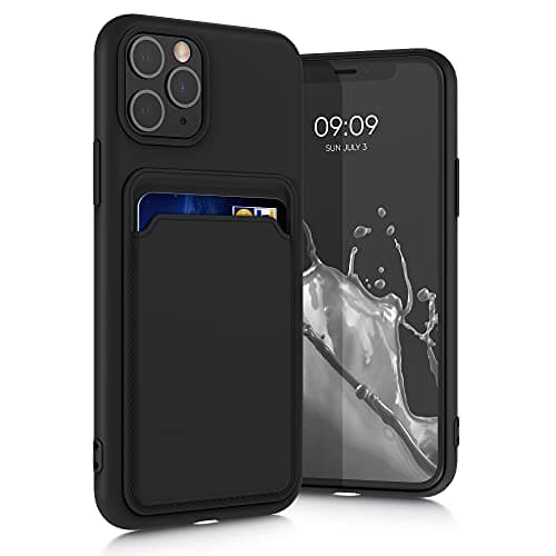 Image of kwmobile Case for Apple iPhone 11 Pro Case with Card Holder - Soft Cover - Shockproof TPU Material - Wireless Charging - Black