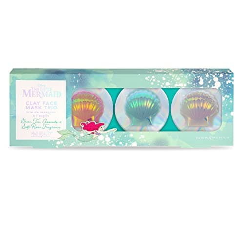 Image of The Little Mermaid Clay Face Mask x3 Disney | Mad Beauty | Aloe Vera Extract, Green Tea, Avocado, & Soft Rose, Cute Ariel Seashell Shape | Skin Care Gift for Women, Girl
