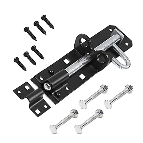 Image of ZAVIA Brenton Bolt Door Lock | 4" (102mm) Black Powder Coated Gate Bolts for Wooden Gates | Strong Sliding Bolt Lock for Garden, Shed, Barn & Storage Doors