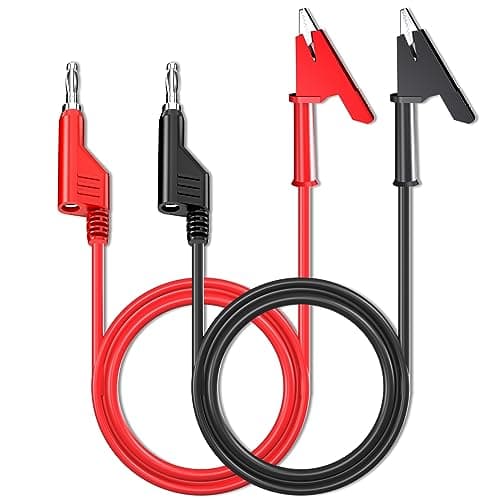 Image of Cleqee 2PCS Stackable 4mm Banana Plug to Crocodile Clip Test Leads 3.3ft/1m Flexible Cable Wire Alligator Clip Test Clamp for Electrical Testing Red&Black