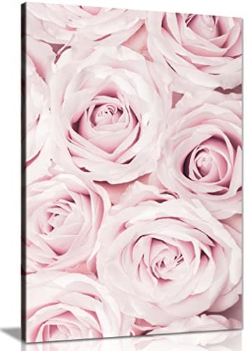 Image of Panther Print Fine Art Prints Pastel Pink Roses Close Up Artistic Framed Canvas Print, Pictures for Home Walls, Bedroom, Living Room & Bathroom Decor 46x31cm (18x12in)