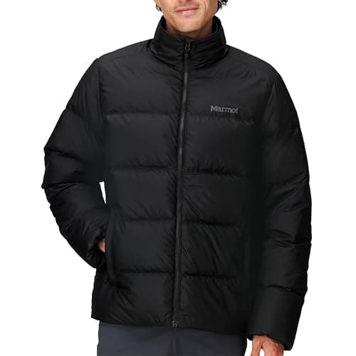 Image of Marmot Men's Guides Down Jacket, Lightweight down jacket, warm winter puffy, water-repellent quilted coat, windproof functional jacket, packable outdoor jacket, Black, L