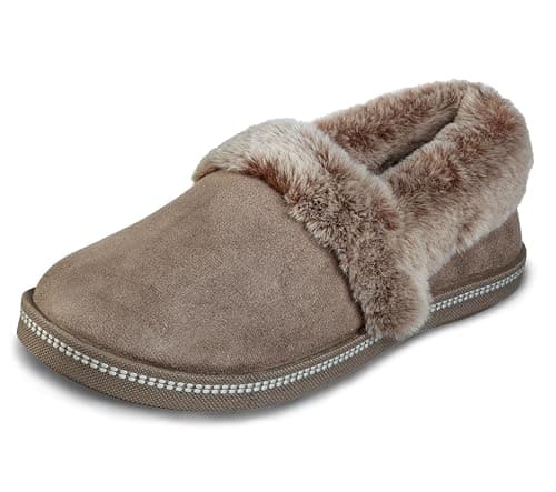 Image of Skechers COZY CAMPFIRE - TEAM TOASTY, Women's Low-Top Slippers, Beige (Dark Taupe Microfiber Suede/Faux Fur Line Dktp), 4.5 UK (37.5 EU)