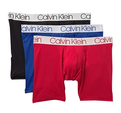 Image of Calvin Klein Men’s Cotton Stretch 3-Pack Boxer Brief, Black(np2214-986)/Red, XL