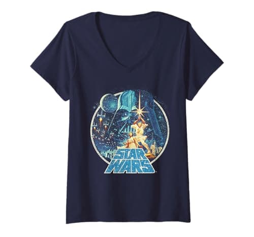Image of Womens Star Wars Vintage Victory Collage Cover Z! V-Neck T-Shirt